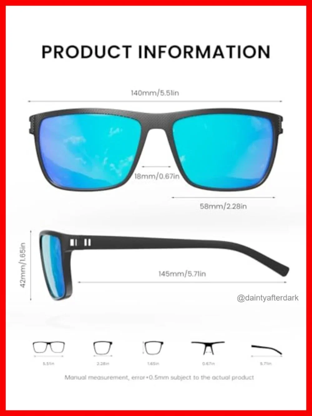 Polarized Square Sunglasses with UV Protection for Fishing Outdoor